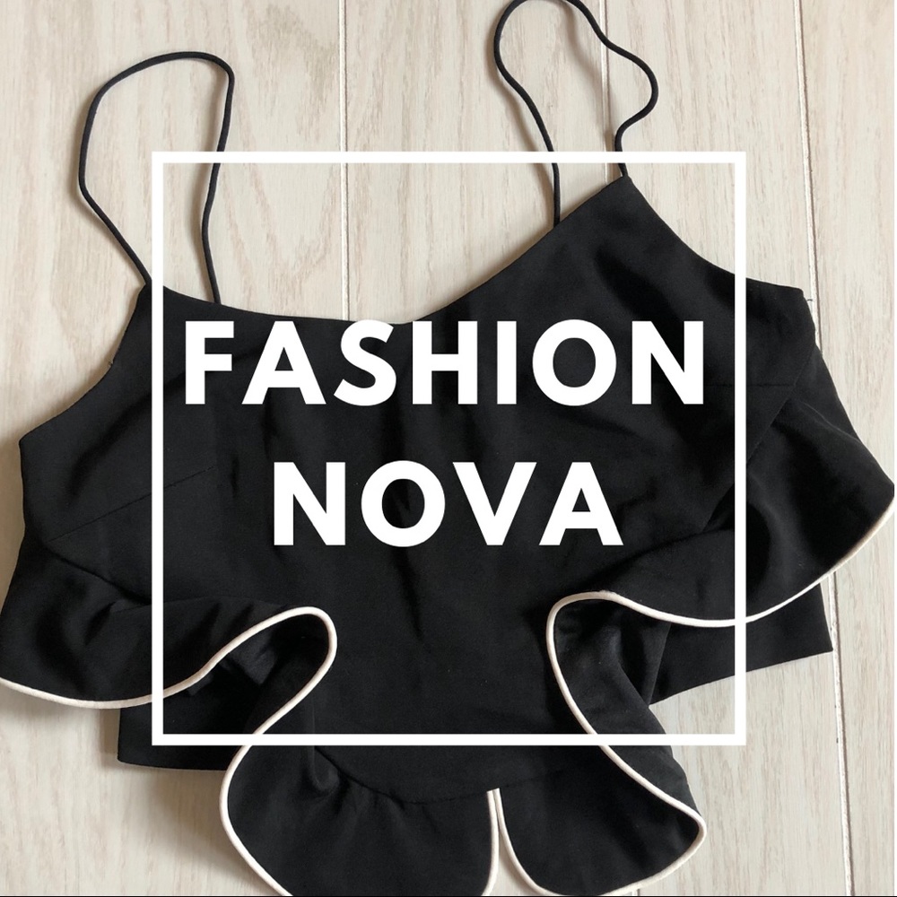 Fashion Nova Black and White Crop Flowy Top